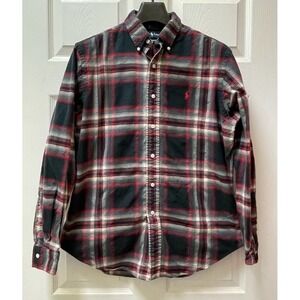 Polo Ralph Lauren Men's Medium Plaid‎ Long Sleeve Shirt Pony Preppy 100% Cotton